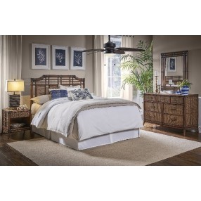 Hospitality Rattan Home Palm Cove 4-Piece Queen/King Bedroom Set with Triple Dresser
