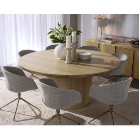 Sunpan Kalla Dining Table Round, Rustic Oak - Lifestyle