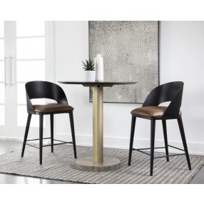 Sunpan Dezirae Counter stool Black - Cognac Leather Set