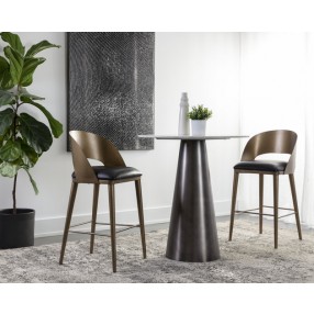 Sunpan Dezirae Barstool - Antique Brass - Charcoal Black Leather