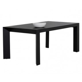 Sunpan Merano Dining Table Black 70" - Front Side Angle with Decor