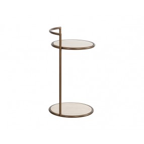 Sunpan Parga End Table Side Rustic Bronze Travertine Look