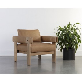 Sunpan Carmichael Lounge Chair - Ludlow Sesame Leather - Lifestyle