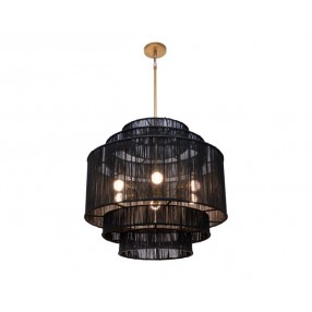 Sunpan Aalyssa Chandelier - Black Jute Led Light