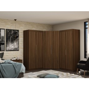 Manhattan Comfort Mulberry 3.0 Sectional Modern Wardrobe Corner Closet with 4 Drawers - Set of 3 in Brown