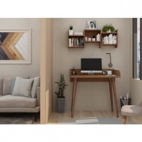Manhattan Comfort Hampton 35.43 Home Office Desk with Solid Wood Legs 