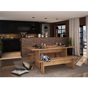 Manhattan Comfort NoMad 67.91 Rustic Country Dining Set of 3 in Nature