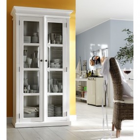 Nova Solo HALIFAX Double Glass Door Armoire or Vitrine w/ 8 shelves