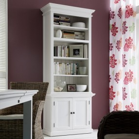 Nova Solo HALIFAX Single Tower Hutch Bookcase w/ 5 Open Shelves & Double Door