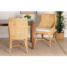Baxton Studio Bella Modern Bohemian Natural Brown Rattan Dining Chair - Lifestyle