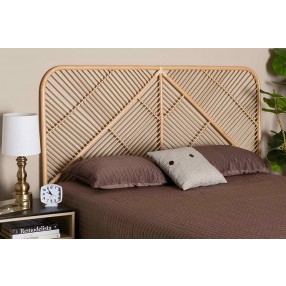 Baxton Studio Walid Modern Bohemian Natural Brown Rattan Queen Size Standalone Headboard - Lifestyle