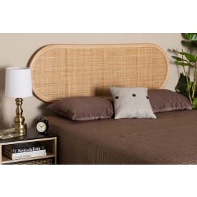 Baxton Studio Reegan Modern Bohemian Natural Brown Rattan Queen Size Standalone Headboard - Lifestyle