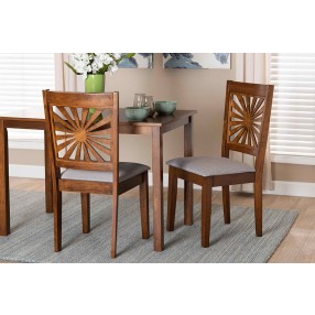 Baxton Studio Olympia Modern Grey Fabric and Walnut Brown Finished Wood Dining Chair - Set of Two - Lifestyle