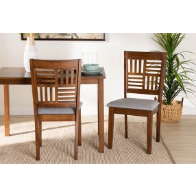 Baxton Studio Deanna Modern Grey Fabric and Walnut Brown Finished Wood 2-Piece Dining Chair Set - Lifestyle