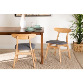 Baxton Studio Ulyana Mid-Century Grey Fabric and Natural Brown Finished Wood 2-Piece Dining Chair Set - Lifestyle