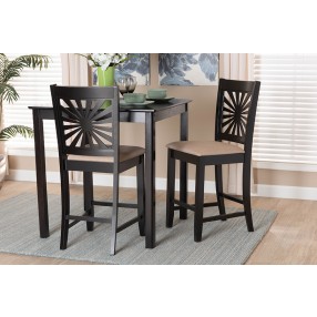 Baxton Studio Olympia Modern Beige Fabric and Espresso Brown Finished Wood Counter Stool - Set of Two - Lifestyle