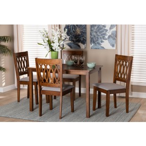 Baxton Studio Florencia Modern Grey Fabric and Walnut Brown Finished Wood 5-Piece Dining Set - Lifestyle