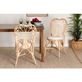 Baxton Studio Jerica Modern Bohemian Natural Brown Rattan Dining Chair - Lifestyle