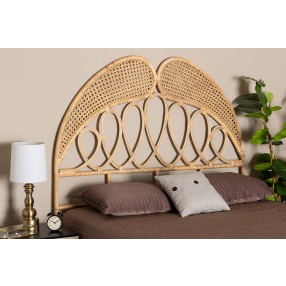 Baxton Studio Onika Modern Bohemian Natural Brown Rattan Queen Size Standalone Headboard - Lifestyle