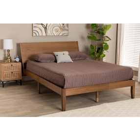 Baxton Studio Eileen Mid-Century Transitional Walnut Brown Finished Wood Queen Size Platform Bed - Lifestyle