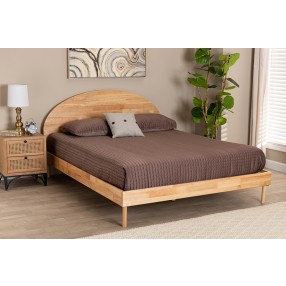 Baxton Studio Denton Japandi Natural Brown Finished Wood Queen Size Platform Bed - Lifestyle