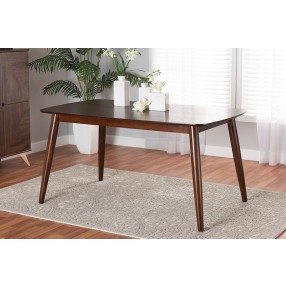 Baxton Studio Flora Mid-Century Modern Walnut Brown Finished Wood Dining Table - Lifestyle