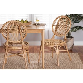 Baxton Studio Iris Modern Bohemian Natural Brown Rattan Dining Chair - Lifestyle