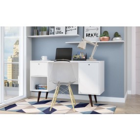 Edgar 1-Drawer Mid Century Office Desk in White - Lifestyle