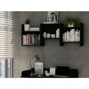 Manhattan Comfort Hampton Zig-Zag Wall Décor Shelves in Black