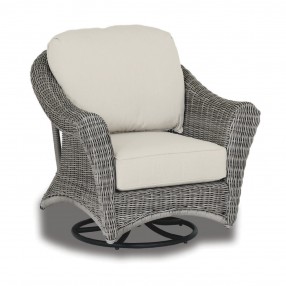 La Costa Wicker Swivel Rocking Club With Cushions In Canvas Flax With Self Welt