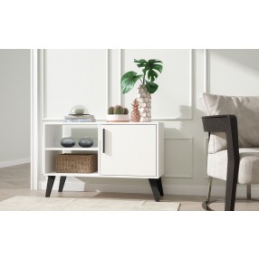 Manhattan Comfort Mid-Century- Modern Amsterdam 35.43" TV Stand with 3 Shelves in White