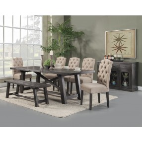 Alpine Furniture Newberry Set of 2 Button Tufted Parson Chairs in Salvaged Grey - Lifestyle