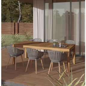 International Home Miami Amazonia 7-Piece Rectangular Patio Dining Set - Lifestyle