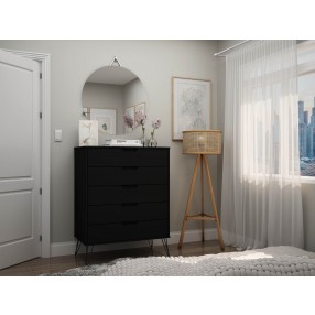 Manhattan Comfort Rockefeller 5-Drawer Dresser Black