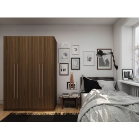 Manhattan Comfort Gramercy Modern 2-Section Freestanding Wardrobe Armoire Closet in Brown Front