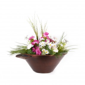 The Outdoor Plus Cazo Hammered Copper Planter with Water Bowl