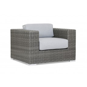Emerald II Wicker Club Chair With Cushions In Canvas Granite With Self Welt