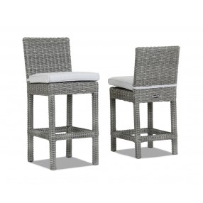 Emerald Wicker II Counter Stool With Cushion In Canvas Granite With Self Welt