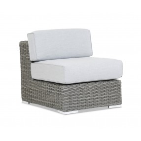 Emerald II Wicker Armless Club With Cushions In Canvas Granite With Self Welt