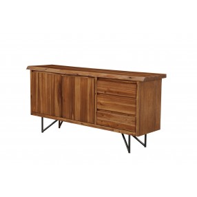 Alpine Furniture Live Edge Server in Light Walnut - Angled