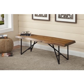  Alpine Furniture Live Edge Bench in Light Walnut - Lifestyle