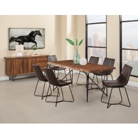 Alpine Furniture Live Edge Leather Chairs in Dark Brown - Lifestyle