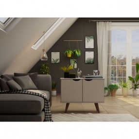 Manhattan Comfort Hampton 33.07 Accent Cabinet with 2 Shelves Solid Wood Legs in Off White
