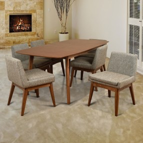 Midtown Concept Ruby 7 Piece Cream Rectangular Dining Set - Lifestyle