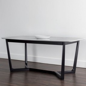 Sunpan Kali Dining Table 70.5" in Black - Grey Marble - Lifestyle