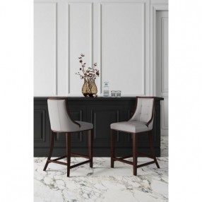 Manhattan Comfort Fifth Avenue Faux Leather Counter Stool in Light Grey