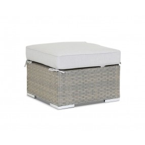 Majorca Ottoman with Cushion in Cast Silver - Front Side Angle
