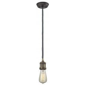 Bare Bulb Stem Pendant - Black/Brushed Brass