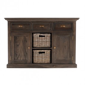 Nova Solo Halifax Mindi Wood Buffet with 2 Kubu Rattan Baskets - Front Angle
