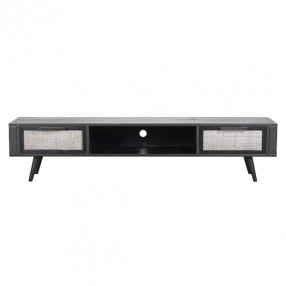 NovaSolo Nordic Mindi Smooth Boat Wood & Iron TV Dresser - 2 Drawers - Front Angle